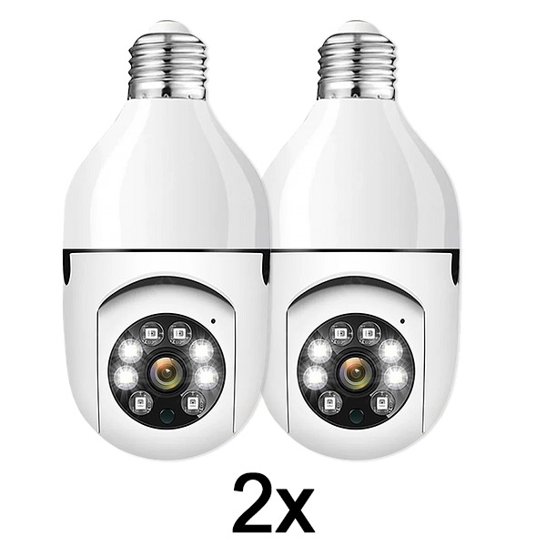 2x Apsaugos Kameros Lemputė – 360°, Naktinis Matymas, WiFi, Be Gręžimo | BULBCAM