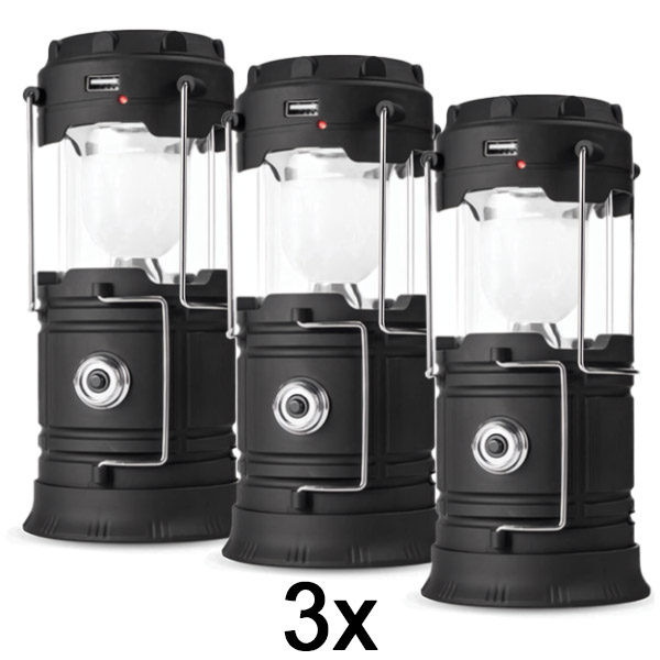 3x Saulės įkraunamas stovyklavimo žibintas + žibintuvėlis | CAMPGLO