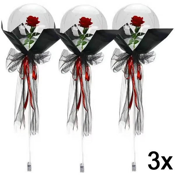 3x LED balionas su rože nepamirštamoms akimirkoms | LOVEBALLOON