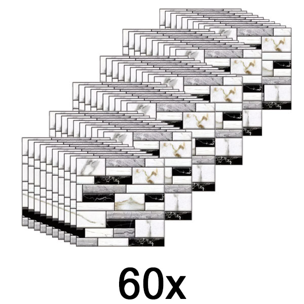 6x 3D marmuro išvaizdos sienų lipdukai (10 vnt.) | MARBLEBLOCKS