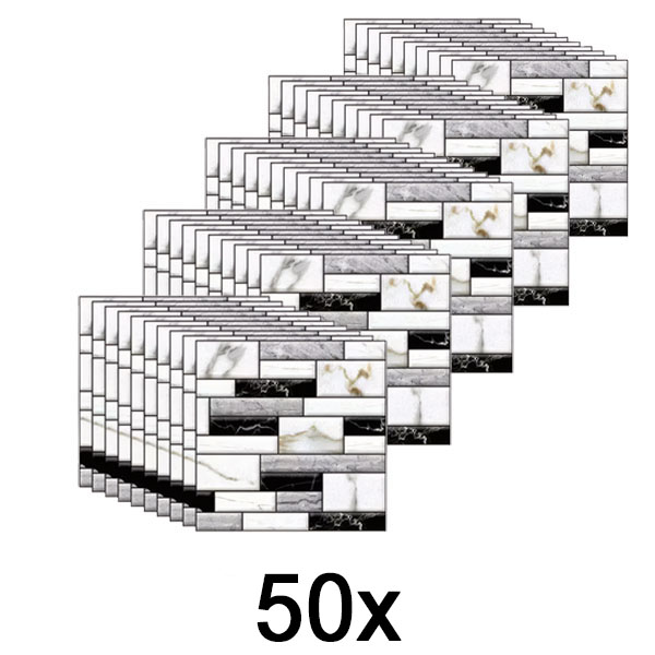 5x 3D marmuro išvaizdos sienų lipdukai (10 vnt.) | MARBLEBLOCKS